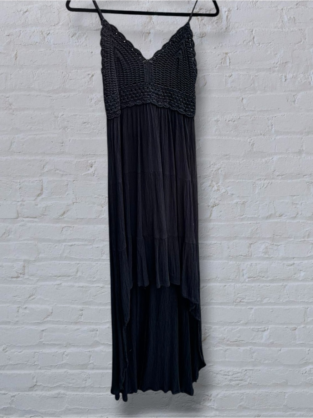 NWOT Streetwear Society Crochet Lace High Low Rayon Maxi Dress Black Size M - Picture 6 of 11